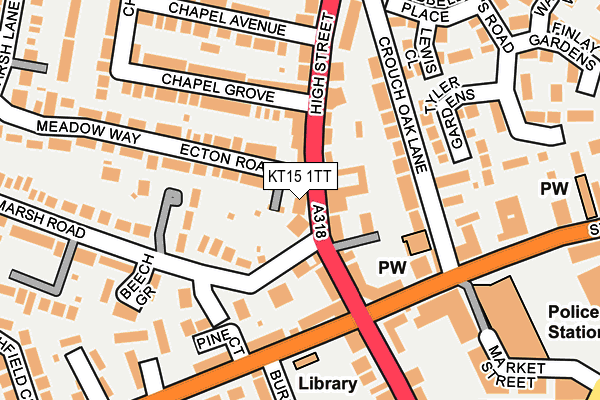 KT15 1TT map - OS OpenMap – Local (Ordnance Survey)