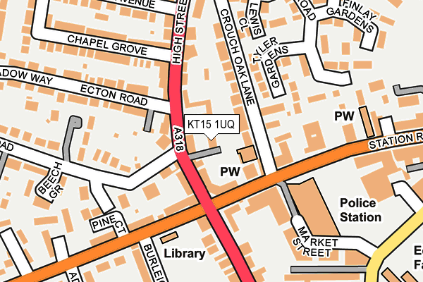KT15 1UQ map - OS OpenMap – Local (Ordnance Survey)