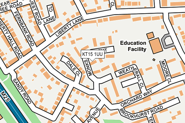 KT15 1UU map - OS OpenMap – Local (Ordnance Survey)