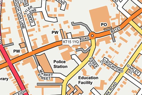 KT15 1YQ map - OS OpenMap – Local (Ordnance Survey)