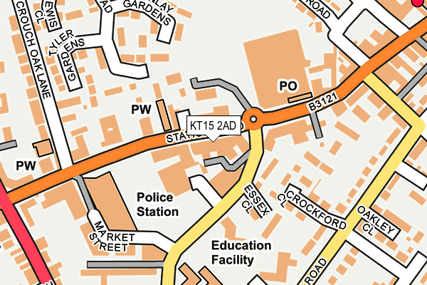KT15 2AD map - OS OpenMap – Local (Ordnance Survey)