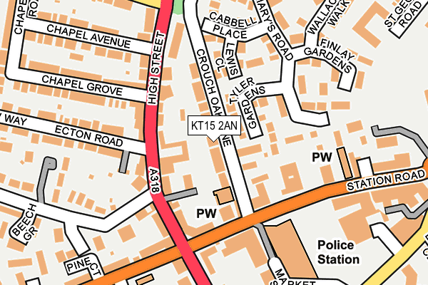 KT15 2AN map - OS OpenMap – Local (Ordnance Survey)