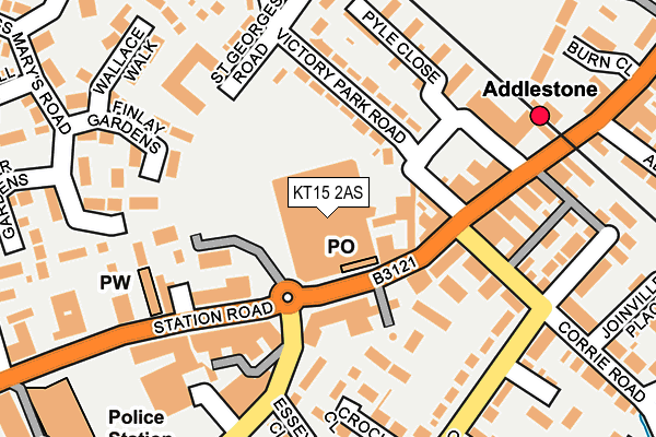 KT15 2AS map - OS OpenMap – Local (Ordnance Survey)