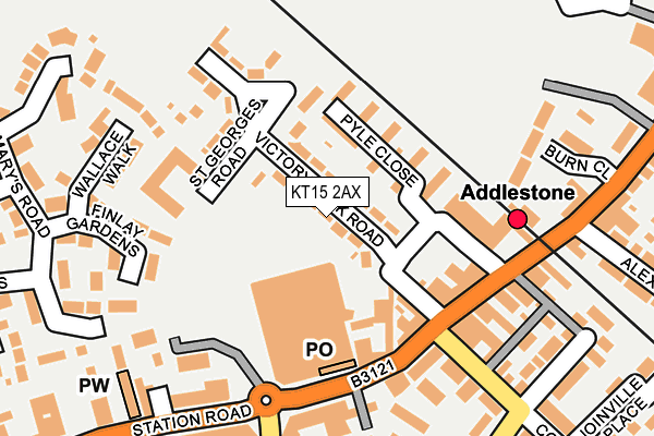KT15 2AX map - OS OpenMap – Local (Ordnance Survey)