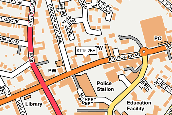 KT15 2BH map - OS OpenMap – Local (Ordnance Survey)