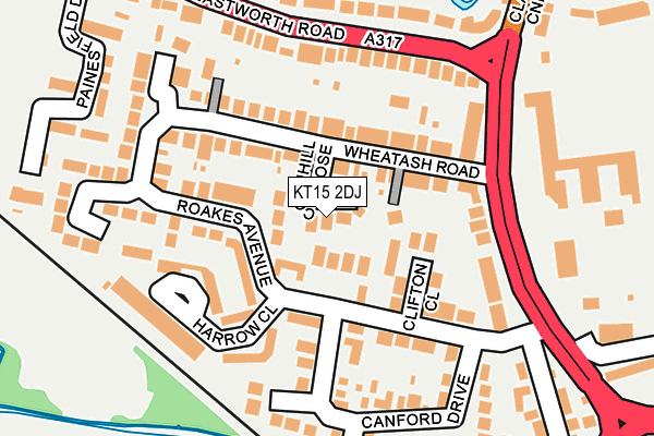 KT15 2DJ map - OS OpenMap – Local (Ordnance Survey)