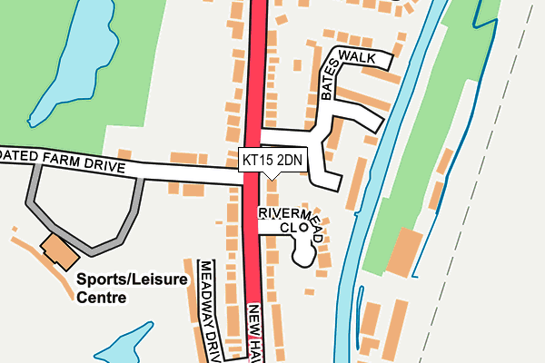 KT15 2DN map - OS OpenMap – Local (Ordnance Survey)