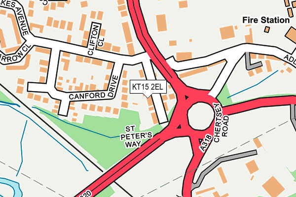 KT15 2EL map - OS OpenMap – Local (Ordnance Survey)