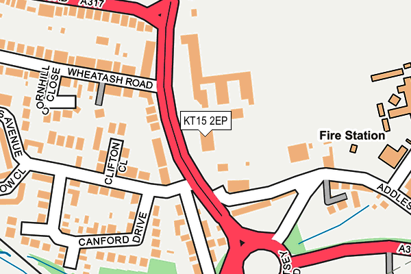KT15 2EP map - OS OpenMap – Local (Ordnance Survey)