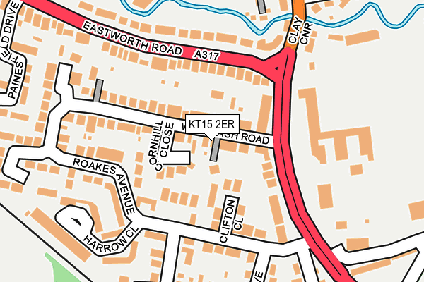 KT15 2ER map - OS OpenMap – Local (Ordnance Survey)