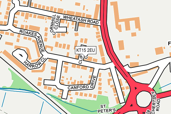KT15 2EU map - OS OpenMap – Local (Ordnance Survey)