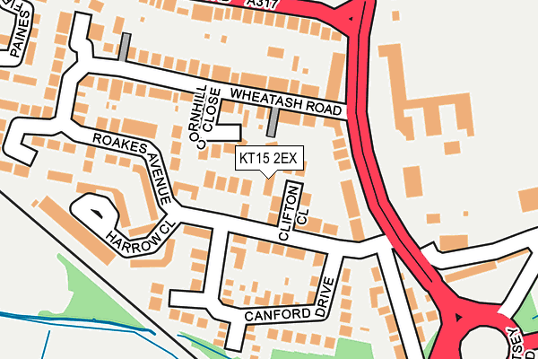 KT15 2EX map - OS OpenMap – Local (Ordnance Survey)