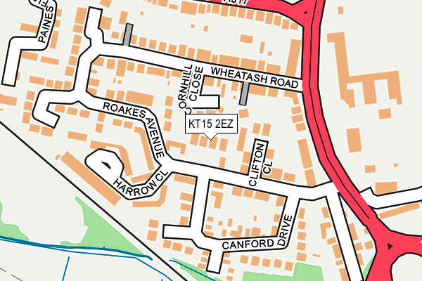 KT15 2EZ map - OS OpenMap – Local (Ordnance Survey)