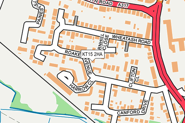 KT15 2HA map - OS OpenMap – Local (Ordnance Survey)