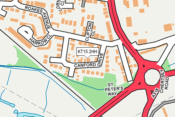 KT15 2HH map - OS OpenMap – Local (Ordnance Survey)