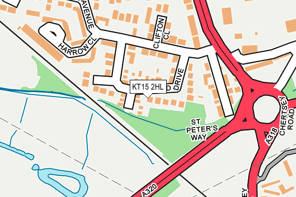 KT15 2HL map - OS OpenMap – Local (Ordnance Survey)