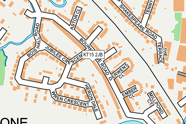 KT15 2JB map - OS OpenMap – Local (Ordnance Survey)