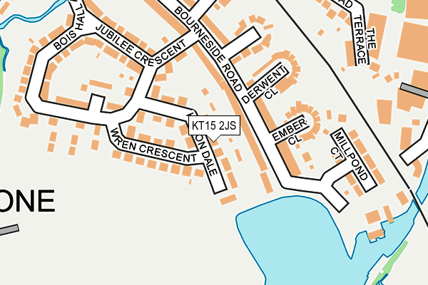 KT15 2JS map - OS OpenMap – Local (Ordnance Survey)