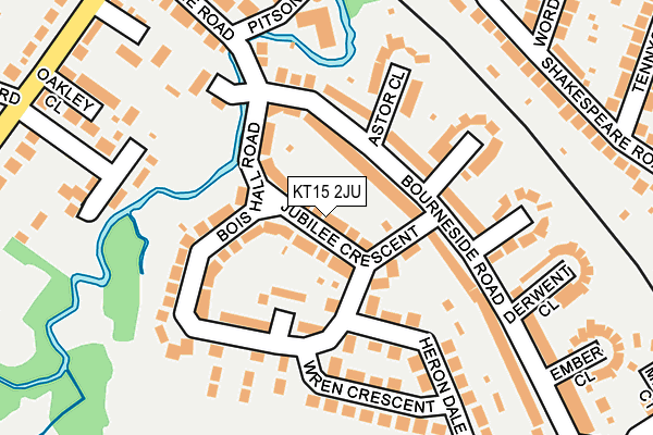 KT15 2JU map - OS OpenMap – Local (Ordnance Survey)