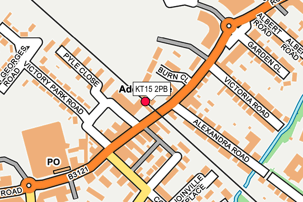 KT15 2PB map - OS OpenMap – Local (Ordnance Survey)