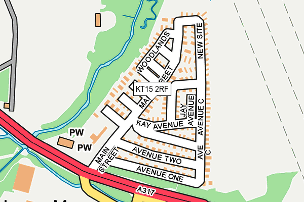 KT15 2RF map - OS OpenMap – Local (Ordnance Survey)