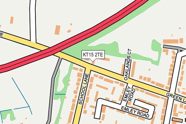 KT15 2TE map - OS OpenMap – Local (Ordnance Survey)