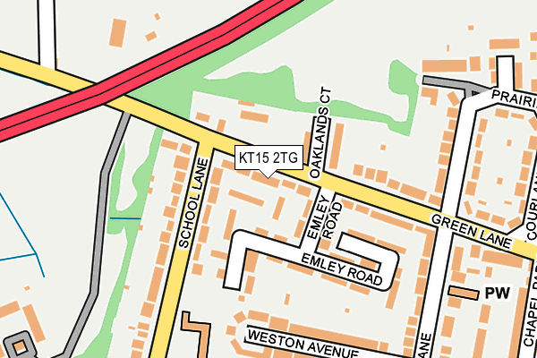 KT15 2TG map - OS OpenMap – Local (Ordnance Survey)