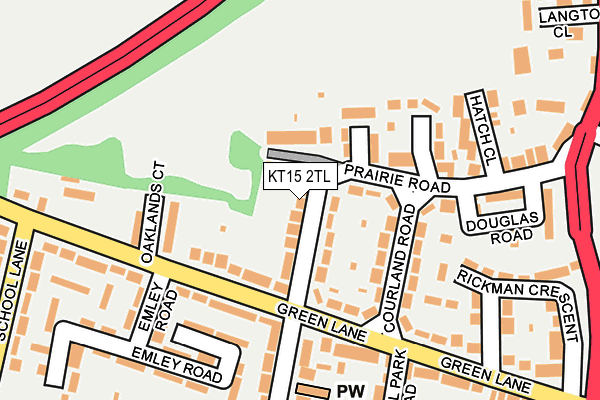 KT15 2TL map - OS OpenMap – Local (Ordnance Survey)