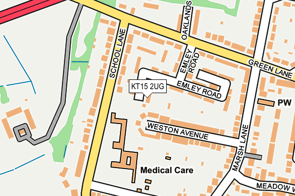 KT15 2UG map - OS OpenMap – Local (Ordnance Survey)
