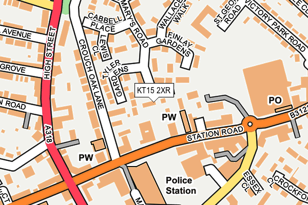 KT15 2XR map - OS OpenMap – Local (Ordnance Survey)