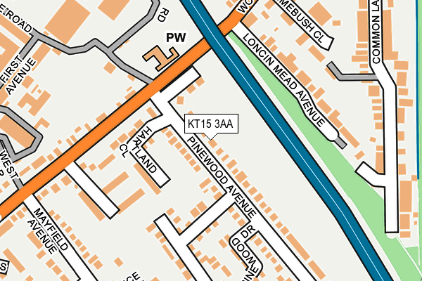 KT15 3AA map - OS OpenMap – Local (Ordnance Survey)