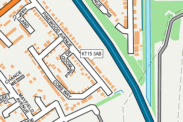 KT15 3AB map - OS OpenMap – Local (Ordnance Survey)