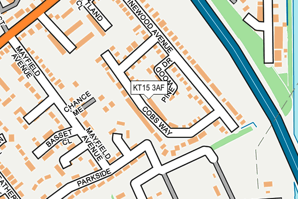 KT15 3AF map - OS OpenMap – Local (Ordnance Survey)