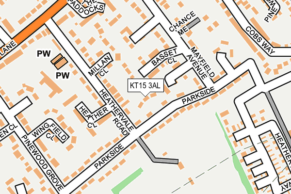 KT15 3AL map - OS OpenMap – Local (Ordnance Survey)