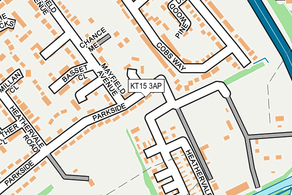 KT15 3AP map - OS OpenMap – Local (Ordnance Survey)