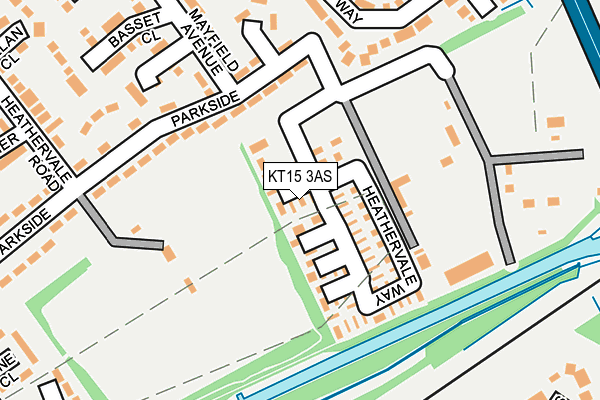KT15 3AS map - OS OpenMap – Local (Ordnance Survey)