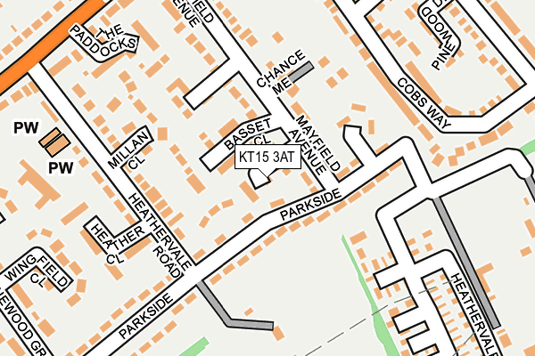 KT15 3AT map - OS OpenMap – Local (Ordnance Survey)