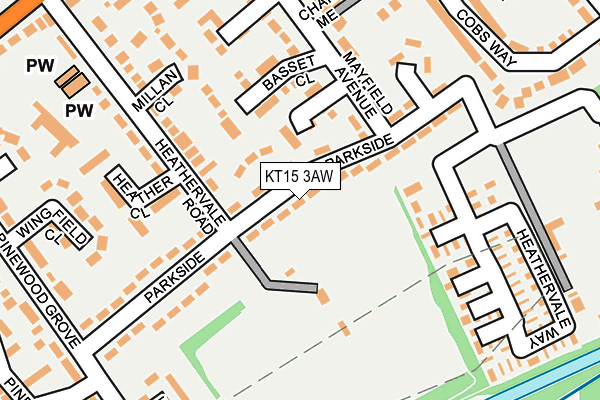 KT15 3AW map - OS OpenMap – Local (Ordnance Survey)