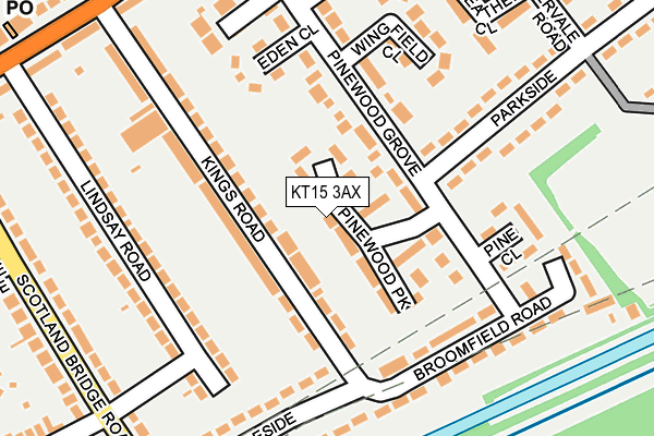 KT15 3AX map - OS OpenMap – Local (Ordnance Survey)
