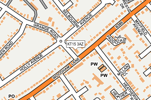 KT15 3AZ map - OS OpenMap – Local (Ordnance Survey)