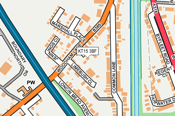 KT15 3BF map - OS OpenMap – Local (Ordnance Survey)