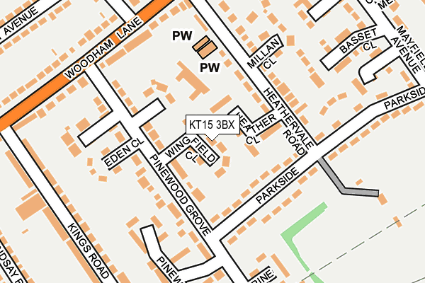 KT15 3BX map - OS OpenMap – Local (Ordnance Survey)
