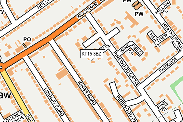 KT15 3BZ map - OS OpenMap – Local (Ordnance Survey)