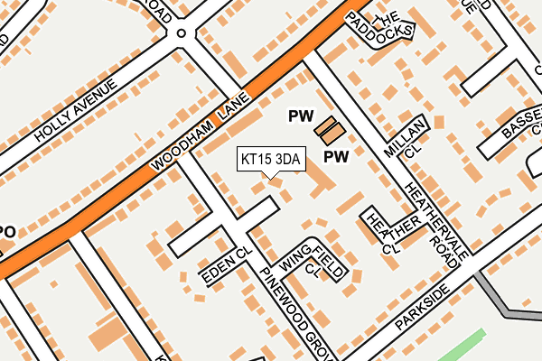 KT15 3DA map - OS OpenMap – Local (Ordnance Survey)