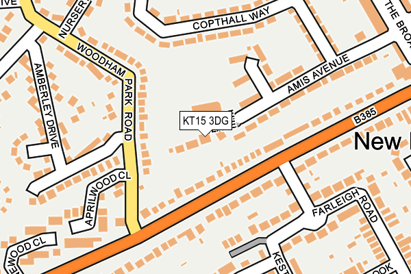KT15 3DG map - OS OpenMap – Local (Ordnance Survey)