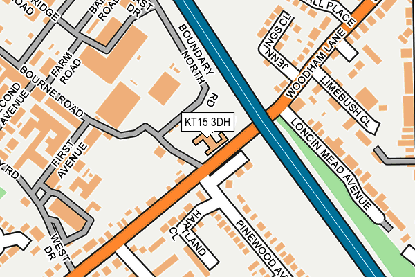 KT15 3DH map - OS OpenMap – Local (Ordnance Survey)