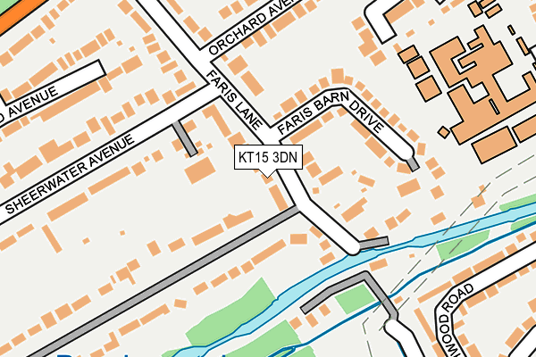 KT15 3DN map - OS OpenMap – Local (Ordnance Survey)