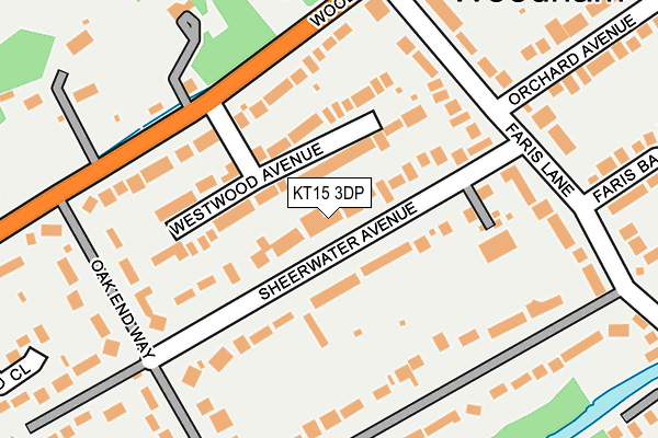 KT15 3DP map - OS OpenMap – Local (Ordnance Survey)