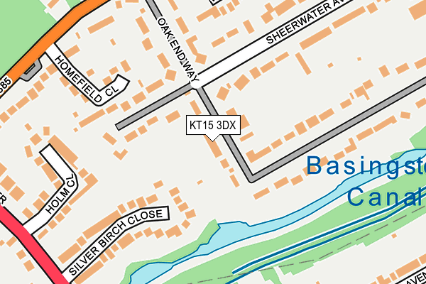 KT15 3DX map - OS OpenMap – Local (Ordnance Survey)