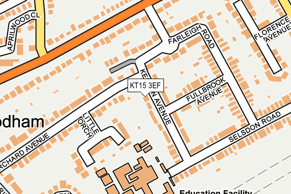 KT15 3EF map - OS OpenMap – Local (Ordnance Survey)